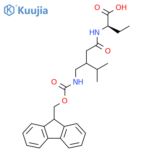 (2R)-2-{3-({(9H-fluoren-9-yl)methoxycarbonyl}amino)methyl-4-methylpentanamido}butanoic acid structure