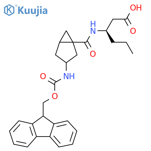 (3R)-3-{3-({(9H-fluoren-9-yl)methoxycarbonyl}amino)bicyclo3.1.0hexan-1-ylformamido}hexanoic acid structure