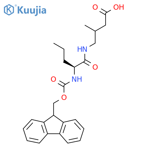 4-[(2S)-2-({[(9H-fluoren-9-yl)methoxy]carbonyl}amino)pentanamido]-3-methylbutanoic acid structure