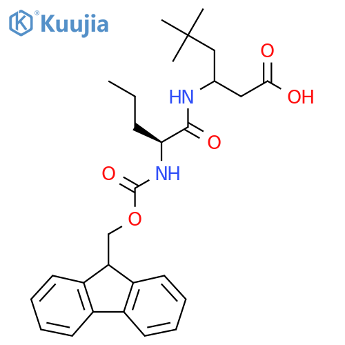 3-(2S)-2-({(9H-fluoren-9-yl)methoxycarbonyl}amino)pentanamido-5,5-dimethylhexanoic acid structure