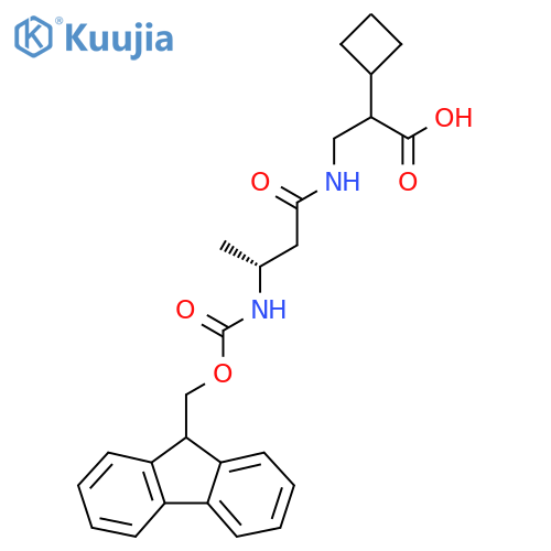 2-cyclobutyl-3-(3R)-3-({(9H-fluoren-9-yl)methoxycarbonyl}amino)butanamidopropanoic acid structure