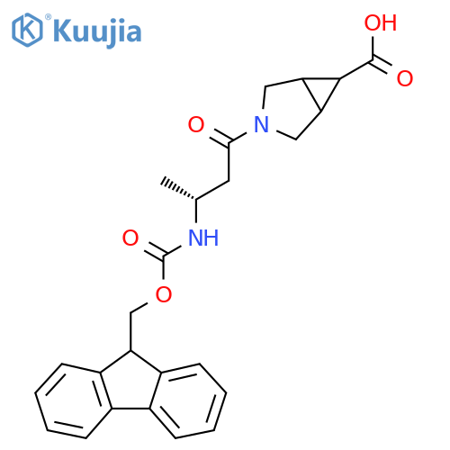 3-(3R)-3-({(9H-fluoren-9-yl)methoxycarbonyl}amino)butanoyl-3-azabicyclo3.1.0hexane-6-carboxylic acid structure