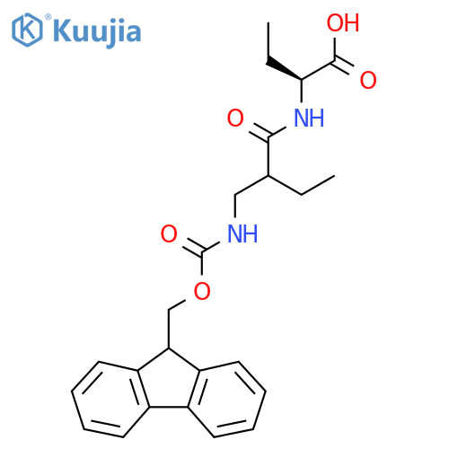 (2S)-2-{2-({(9H-fluoren-9-yl)methoxycarbonyl}amino)methylbutanamido}butanoic acid structure