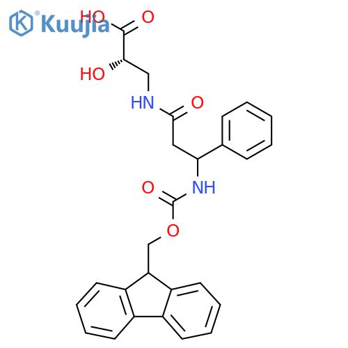 (2S)-3-3-({(9H-fluoren-9-yl)methoxycarbonyl}amino)-3-phenylpropanamido-2-hydroxypropanoic acid structure