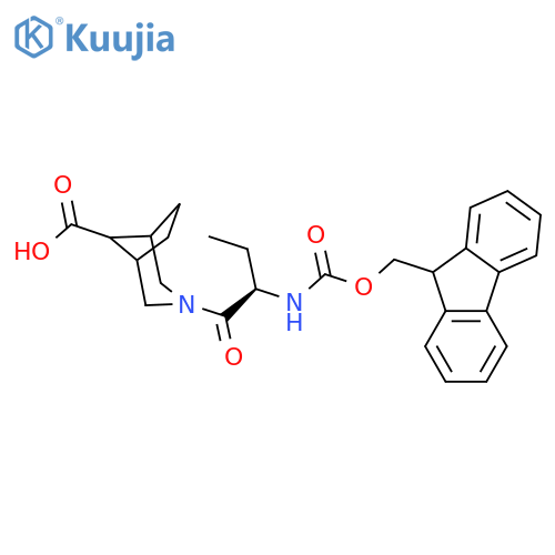3-(2R)-2-({(9H-fluoren-9-yl)methoxycarbonyl}amino)butanoyl-3-azabicyclo3.2.1octane-8-carboxylic acid structure