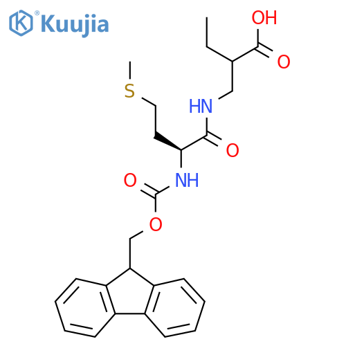 2-{(2S)-2-({(9H-fluoren-9-yl)methoxycarbonyl}amino)-4-(methylsulfanyl)butanamidomethyl}butanoic acid structure