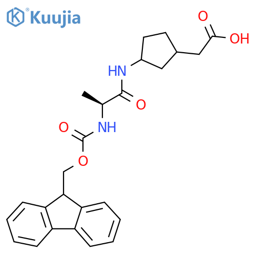 2-{3-(2S)-2-({(9H-fluoren-9-yl)methoxycarbonyl}amino)propanamidocyclopentyl}acetic acid structure