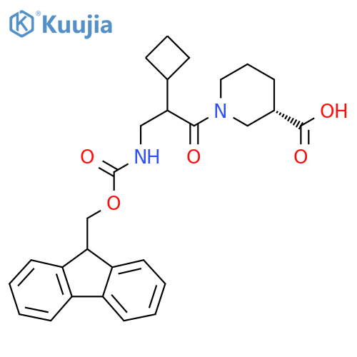 (3S)-1-2-cyclobutyl-3-({(9H-fluoren-9-yl)methoxycarbonyl}amino)propanoylpiperidine-3-carboxylic acid structure
