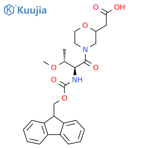2-{4-(2S,3R)-2-({(9H-fluoren-9-yl)methoxycarbonyl}amino)-3-methoxybutanoylmorpholin-2-yl}acetic acid structure