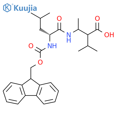 3-(2R)-2-({(9H-fluoren-9-yl)methoxycarbonyl}amino)-4-methylpentanamido-2-(propan-2-yl)butanoic acid structure