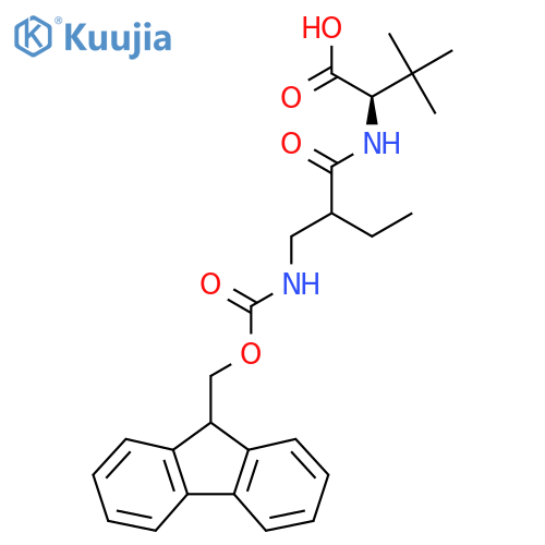 (2R)-2-{2-({(9H-fluoren-9-yl)methoxycarbonyl}amino)methylbutanamido}-3,3-dimethylbutanoic acid structure