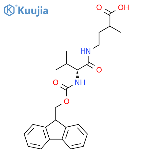 4-(2R)-2-({(9H-fluoren-9-yl)methoxycarbonyl}amino)-3-methylbutanamido-2-methylbutanoic acid structure