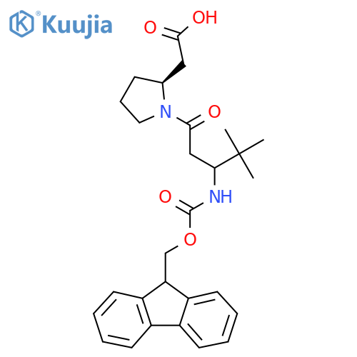 2-(2S)-1-3-({(9H-fluoren-9-yl)methoxycarbonyl}amino)-4,4-dimethylpentanoylpyrrolidin-2-ylacetic acid structure