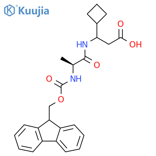 3-cyclobutyl-3-(2S)-2-({(9H-fluoren-9-yl)methoxycarbonyl}amino)propanamidopropanoic acid structure