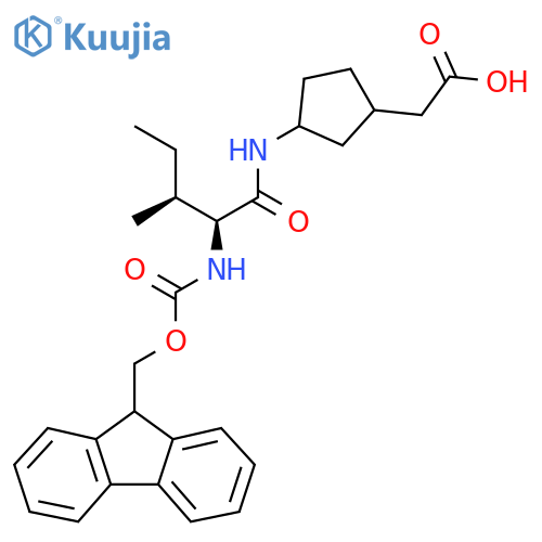 2-{3-(2S,3S)-2-({(9H-fluoren-9-yl)methoxycarbonyl}amino)-3-methylpentanamidocyclopentyl}acetic acid structure