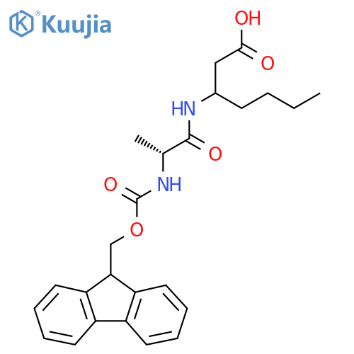 3-(2R)-2-({(9H-fluoren-9-yl)methoxycarbonyl}amino)propanamidoheptanoic acid structure