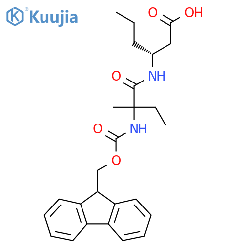 (3R)-3-2-({(9H-fluoren-9-yl)methoxycarbonyl}amino)-2-methylbutanamidohexanoic acid structure