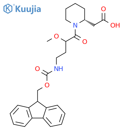 2-(2R)-1-4-({(9H-fluoren-9-yl)methoxycarbonyl}amino)-2-methoxybutanoylpiperidin-2-ylacetic acid structure