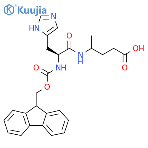 4-(2S)-2-({(9H-fluoren-9-yl)methoxycarbonyl}amino)-3-(1H-imidazol-5-yl)propanamidopentanoic acid structure