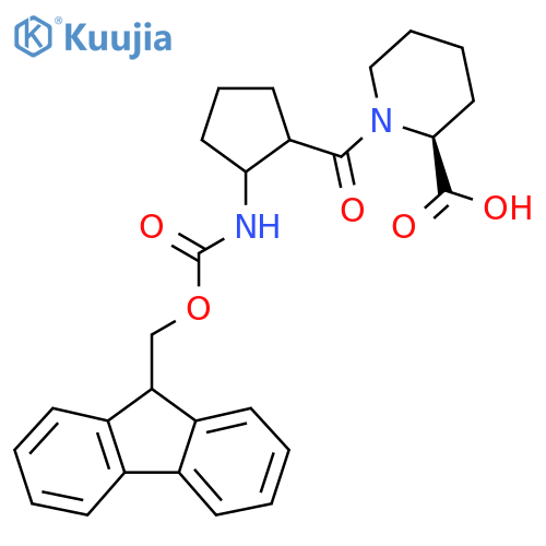 (2S)-1-2-({(9H-fluoren-9-yl)methoxycarbonyl}amino)cyclopentanecarbonylpiperidine-2-carboxylic acid structure