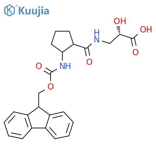 (2S)-3-{2-({(9H-fluoren-9-yl)methoxycarbonyl}amino)cyclopentylformamido}-2-hydroxypropanoic acid structure