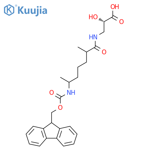 (2S)-3-6-({(9H-fluoren-9-yl)methoxycarbonyl}amino)-2-methylheptanamido-2-hydroxypropanoic acid structure