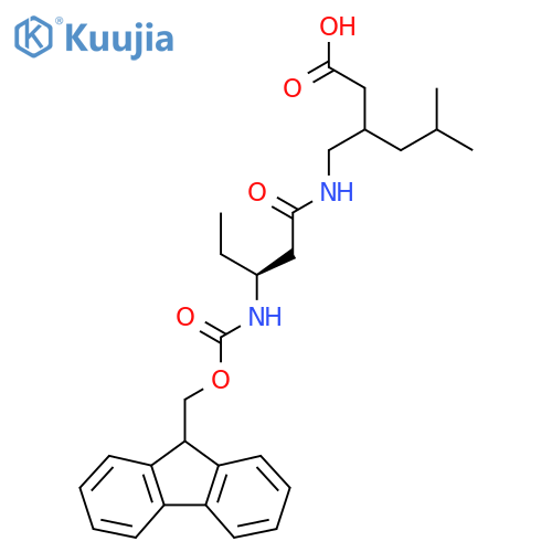 3-{(3S)-3-({(9H-fluoren-9-yl)methoxycarbonyl}amino)pentanamidomethyl}-5-methylhexanoic acid structure