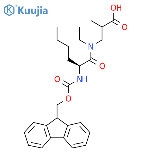3-(2S)-N-ethyl-2-({(9H-fluoren-9-yl)methoxycarbonyl}amino)hexanamido-2-methylpropanoic acid structure
