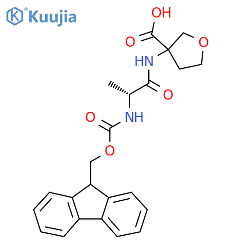 3-(2R)-2-({(9H-fluoren-9-yl)methoxycarbonyl}amino)propanamidooxolane-3-carboxylic acid structure