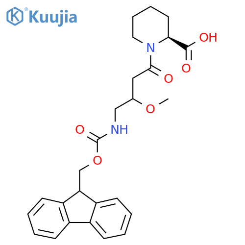 (2S)-1-4-({(9H-fluoren-9-yl)methoxycarbonyl}amino)-3-methoxybutanoylpiperidine-2-carboxylic acid structure