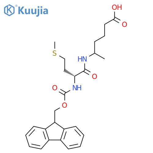 5-(2R)-2-({(9H-fluoren-9-yl)methoxycarbonyl}amino)-4-(methylsulfanyl)butanamidohexanoic acid structure