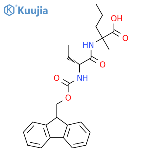 2-(2R)-2-({(9H-fluoren-9-yl)methoxycarbonyl}amino)butanamido-2-methylpentanoic acid structure