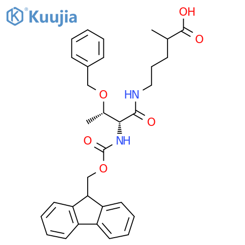 5-(2R,3S)-3-(benzyloxy)-2-({(9H-fluoren-9-yl)methoxycarbonyl}amino)butanamido-2-methylpentanoic acid structure