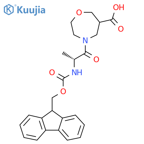 4-(2R)-2-({(9H-fluoren-9-yl)methoxycarbonyl}amino)propanoyl-1,4-oxazepane-6-carboxylic acid structure