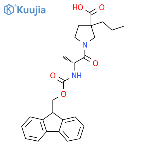 1-(2R)-2-({(9H-fluoren-9-yl)methoxycarbonyl}amino)propanoyl-3-propylpyrrolidine-3-carboxylic acid structure