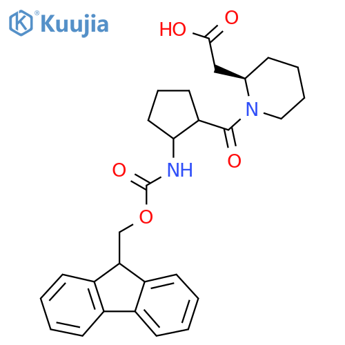 2-(2R)-1-2-({(9H-fluoren-9-yl)methoxycarbonyl}amino)cyclopentanecarbonylpiperidin-2-ylacetic acid structure