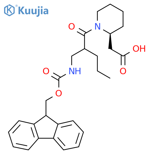 2-(2S)-1-{2-({(9H-fluoren-9-yl)methoxycarbonyl}amino)methylpentanoyl}piperidin-2-ylacetic acid structure