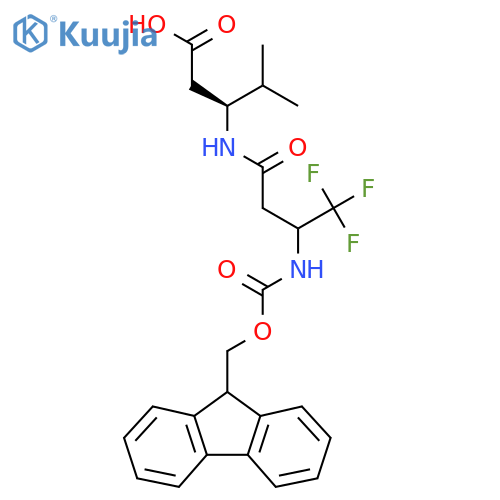 (3S)-3-3-({(9H-fluoren-9-yl)methoxycarbonyl}amino)-4,4,4-trifluorobutanamido-4-methylpentanoic acid structure