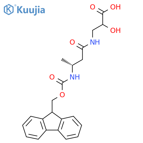 3-(3R)-3-({(9H-fluoren-9-yl)methoxycarbonyl}amino)butanamido-2-hydroxypropanoic acid structure
