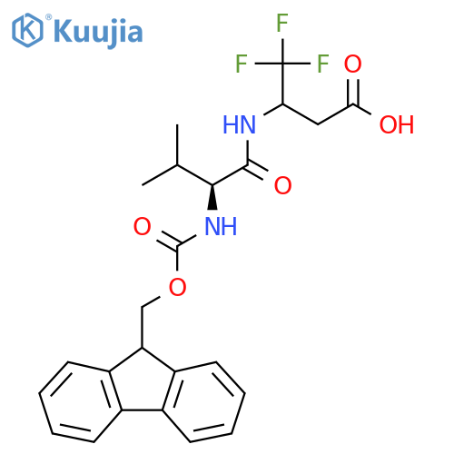 3-(2S)-2-({(9H-fluoren-9-yl)methoxycarbonyl}amino)-3-methylbutanamido-4,4,4-trifluorobutanoic acid structure