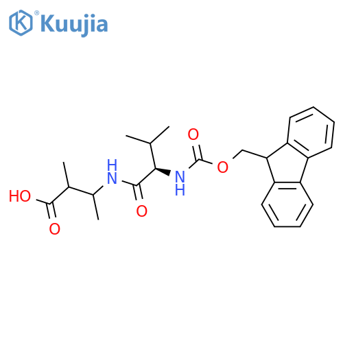 3-(2R)-2-({(9H-fluoren-9-yl)methoxycarbonyl}amino)-3-methylbutanamido-2-methylbutanoic acid structure