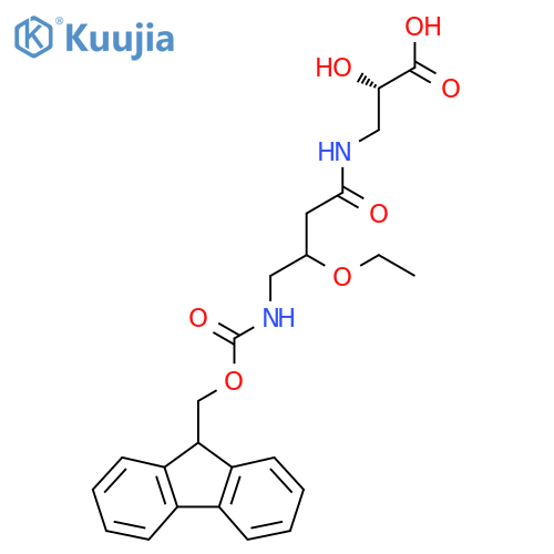 (2S)-3-3-ethoxy-4-({(9H-fluoren-9-yl)methoxycarbonyl}amino)butanamido-2-hydroxypropanoic acid structure