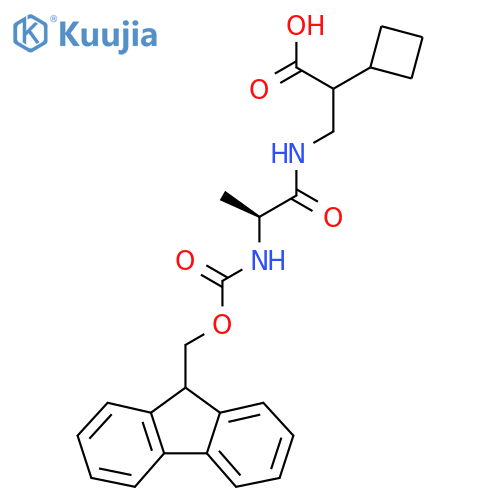 2-cyclobutyl-3-(2S)-2-({(9H-fluoren-9-yl)methoxycarbonyl}amino)propanamidopropanoic acid structure