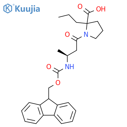 1-(3S)-3-({(9H-fluoren-9-yl)methoxycarbonyl}amino)butanoyl-2-propylpyrrolidine-2-carboxylic acid structure