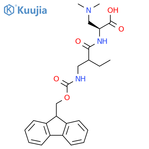 (2S)-3-(dimethylamino)-2-{2-({(9H-fluoren-9-yl)methoxycarbonyl}amino)methylbutanamido}propanoic acid structure