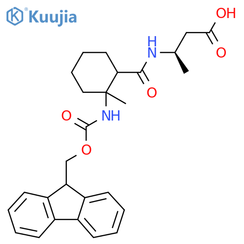 (3R)-3-{2-({(9H-fluoren-9-yl)methoxycarbonyl}amino)-2-methylcyclohexylformamido}butanoic acid structure