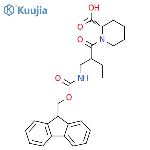 (2S)-1-{2-({(9H-fluoren-9-yl)methoxycarbonyl}amino)methylbutanoyl}piperidine-2-carboxylic acid structure