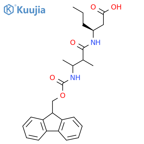 (3S)-3-3-({(9H-fluoren-9-yl)methoxycarbonyl}amino)-2-methylbutanamidohexanoic acid structure