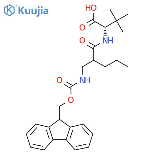 (2S)-2-{2-[({[(9H-fluoren-9-yl)methoxy]carbonyl}amino)methyl]pentanamido}-3,3-dimethylbutanoic acid structure