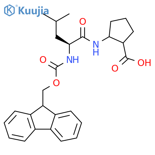 2-(2S)-2-({(9H-fluoren-9-yl)methoxycarbonyl}amino)-4-methylpentanamidocyclopentane-1-carboxylic acid structure